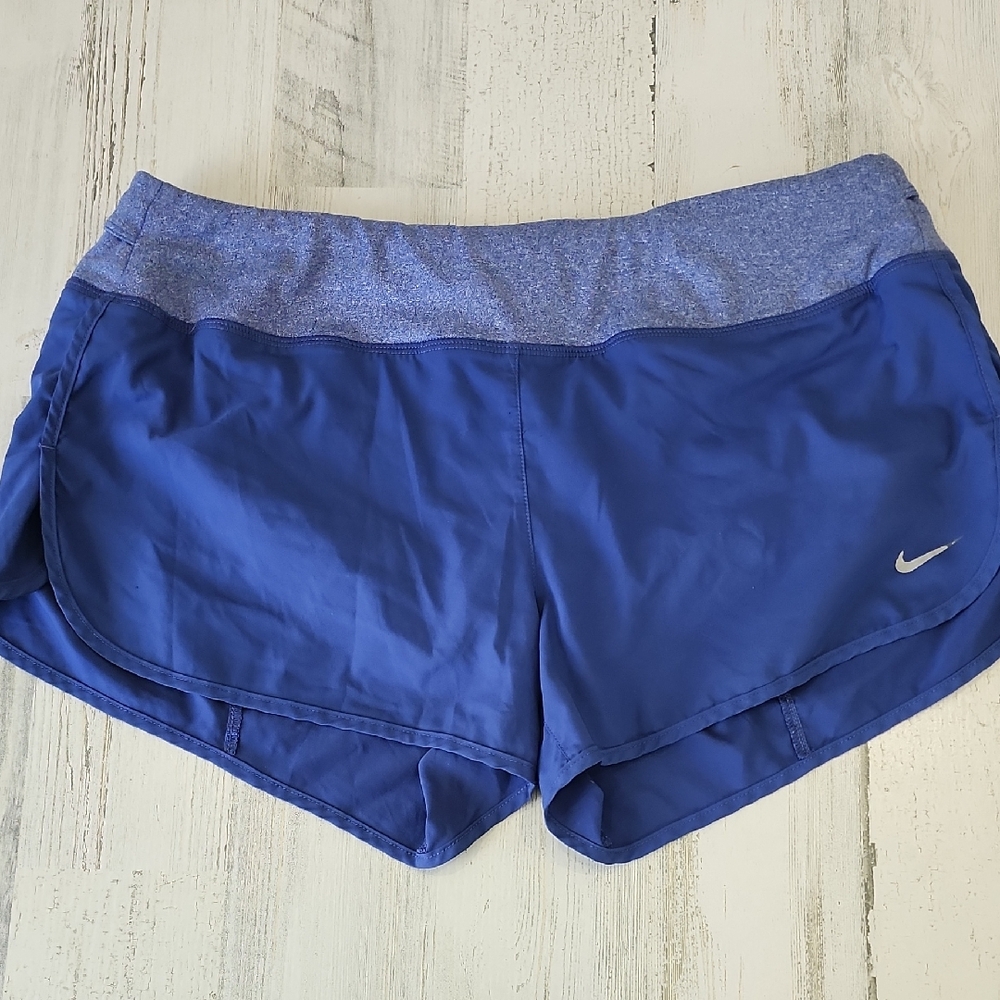 Nike Royal Blue Athletic Running Shorts Built-in Brief Drawstring Size Large